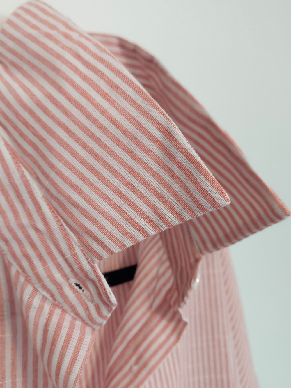 Women's Cotton Casual Lapel Shirt Dress 3/4 Sleeve Button-Down Pink Stripe XS - Picture 3 of 9
